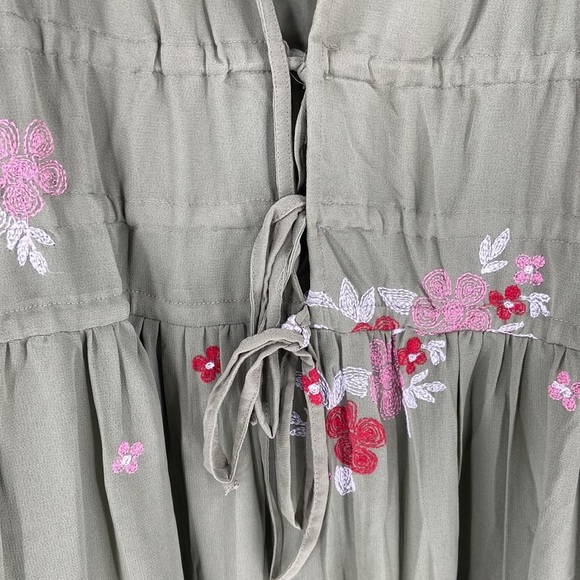 ASOS DESIGN Khaki Curve Soft All Over Embroidered Maxi Dress Size 22 - Picture 5 of 13